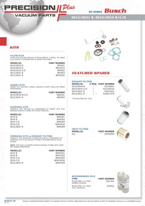 Busch Kit de reparación mayor con GX Paletas & Filtros - 0010 B Part# BMKF001